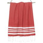 Fouta Nid D'Abeille Coton 100X200 Hamptons Rouge / Argent