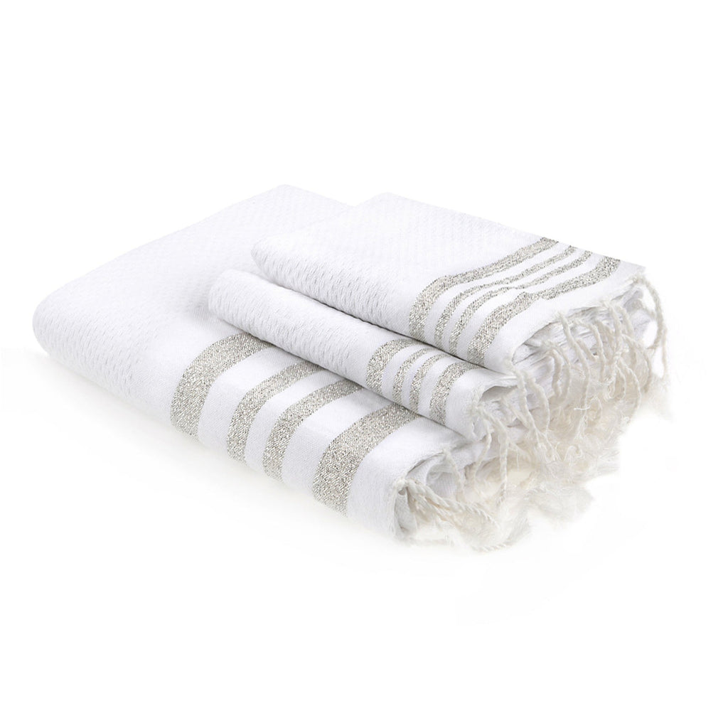 Bath towels (1+2) cotton 100x200+2(40x60) HAMPTONS white / silver