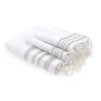 Bath towels (1+2) cotton 100x200+2(40x60) HAMPTONS white / silver