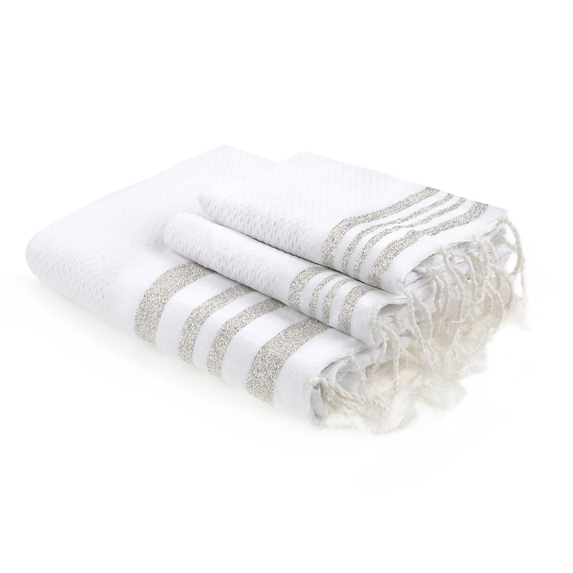 Bath towels (1+2) cotton 100x200+2(40x60) HAMPTONS white / silver