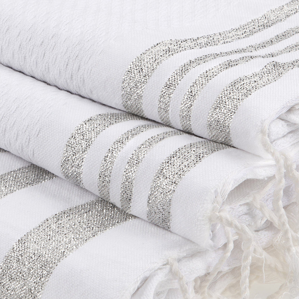 Bath towels (1+2) cotton 100x200+2(40x60) HAMPTONS white / silver