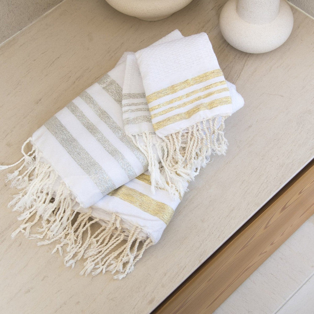 Bath towels (1+2) cotton 100x200+2(40x60) HAMPTONS white / silver