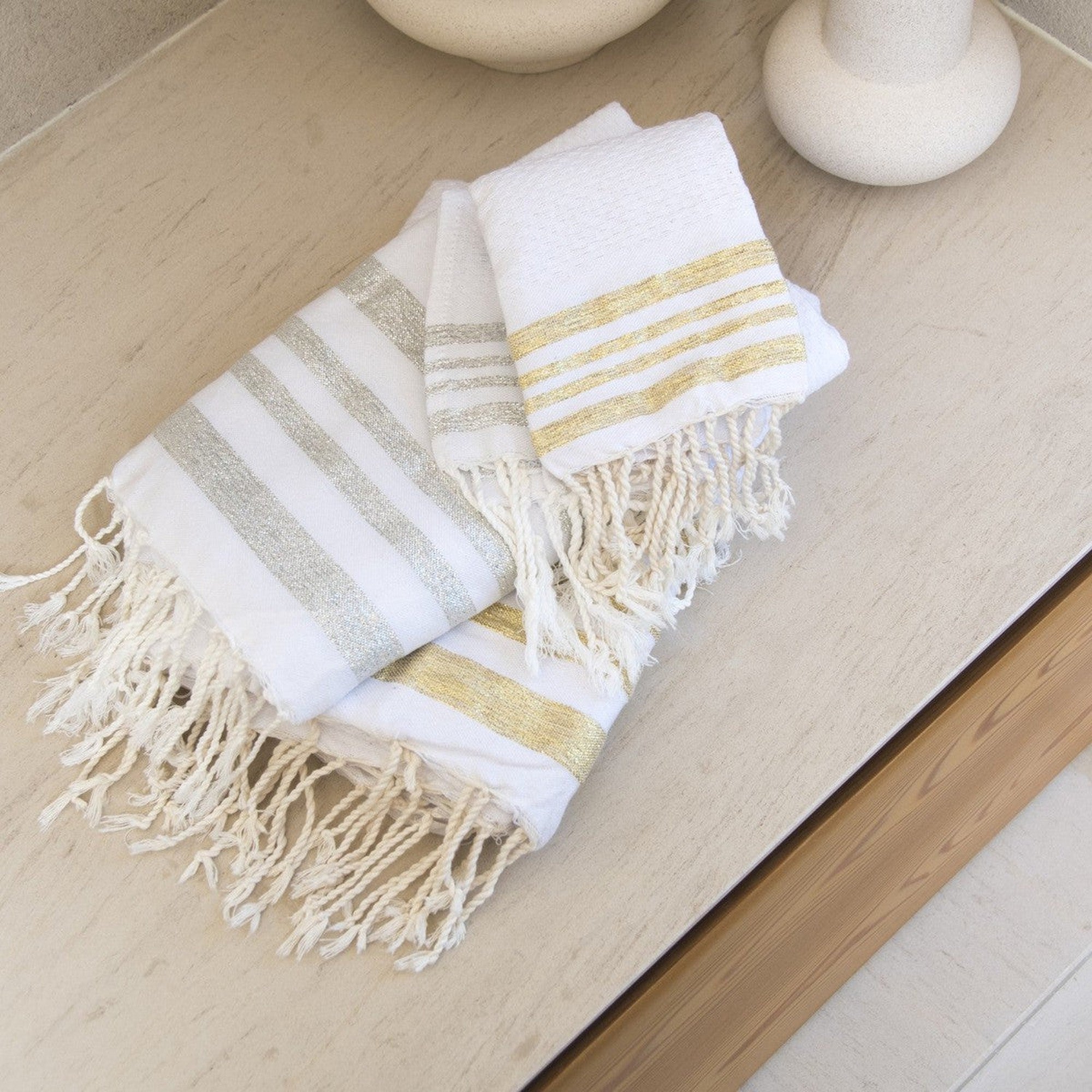 Bath towels (1+2) cotton 100x200+2(40x60) HAMPTONS white / silver