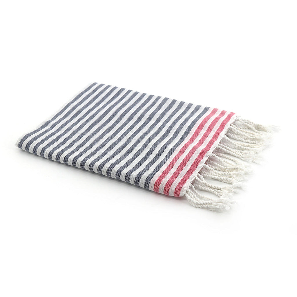 Cotton pareo fouta 100x200 BORA BORA denim blue / fuchsia pink