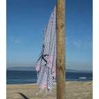 Cotton pareo fouta 100x200 BORA BORA denim blue / fuchsia pink