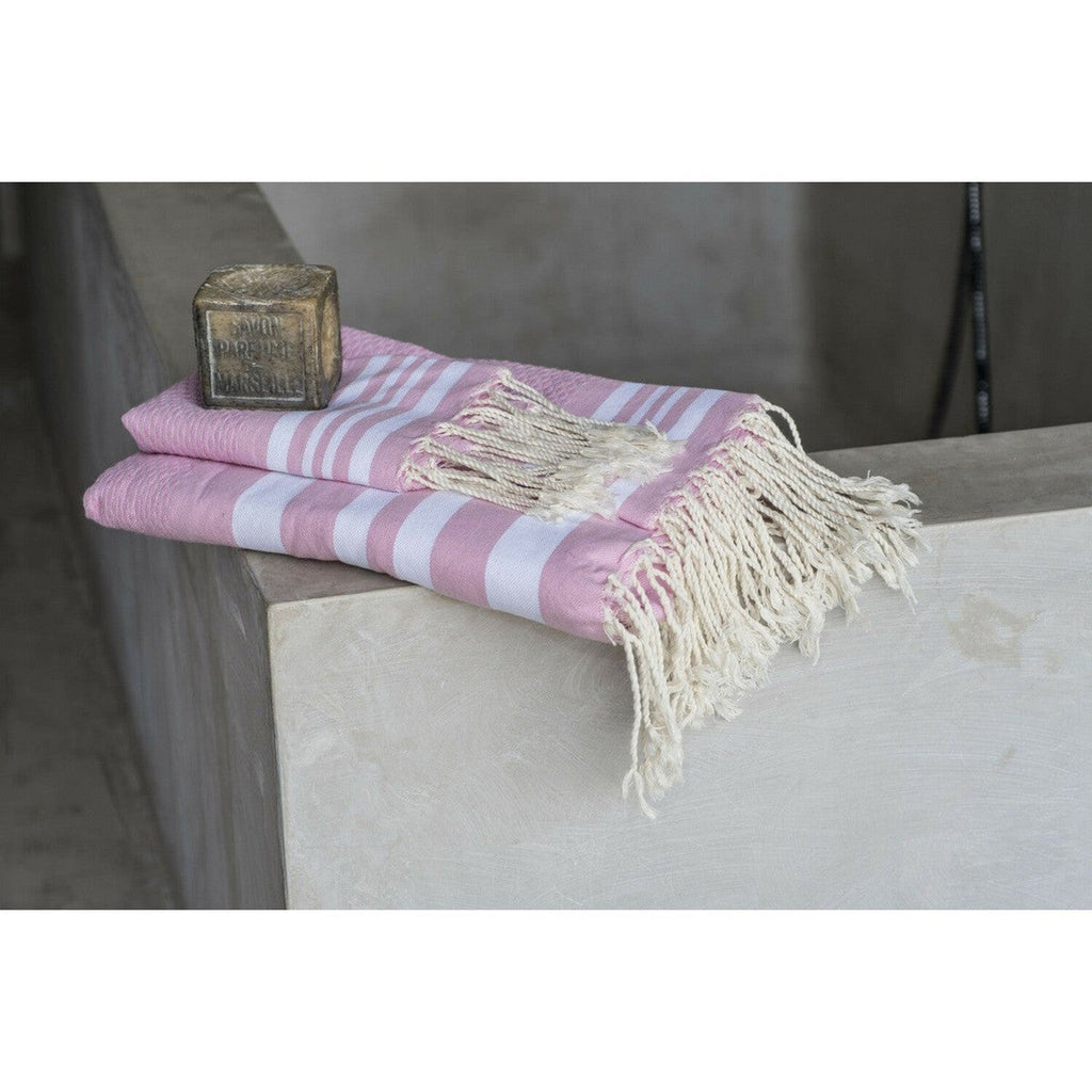 Hamptons - Foutas De Bain (1 Grande et 2 Petites) - Rose Pâle/Blanc