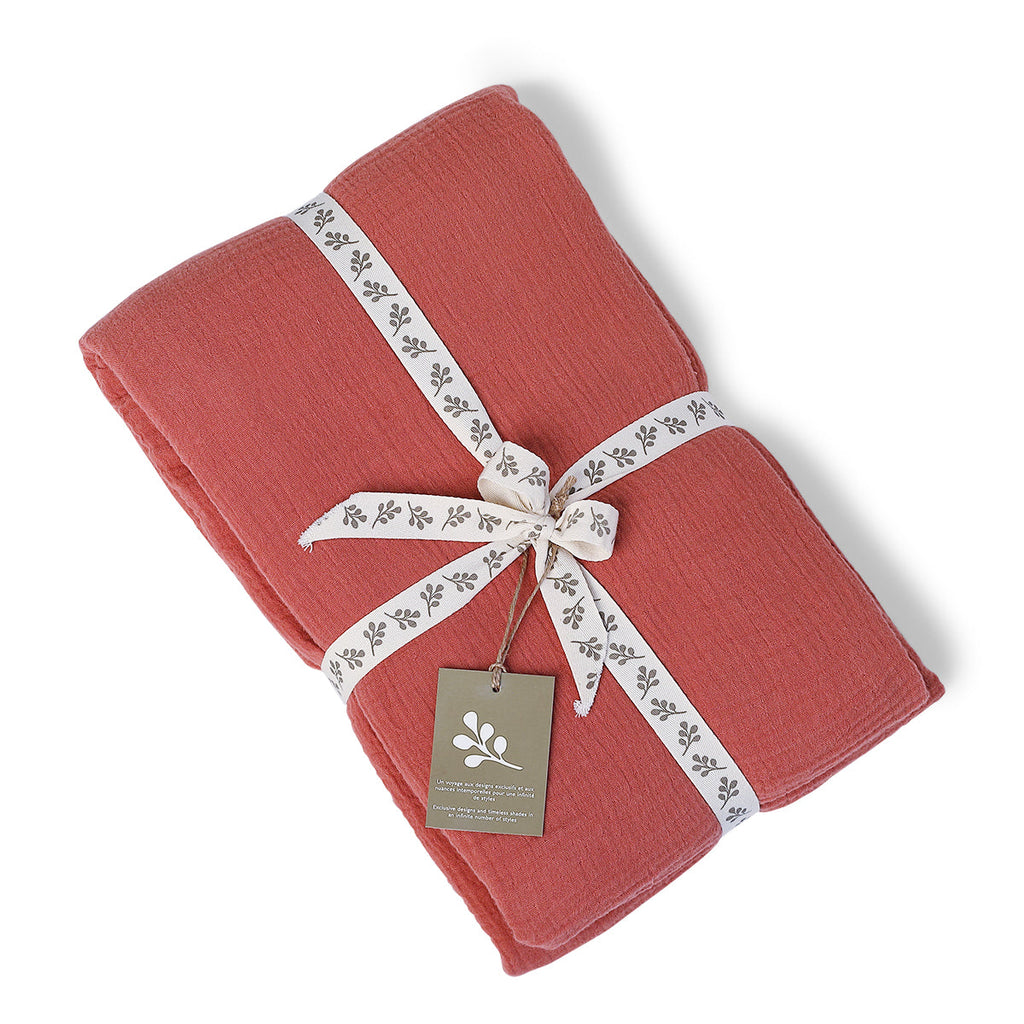 Nappe Gaze De Coton 150X350 Carla Rouge Toscane