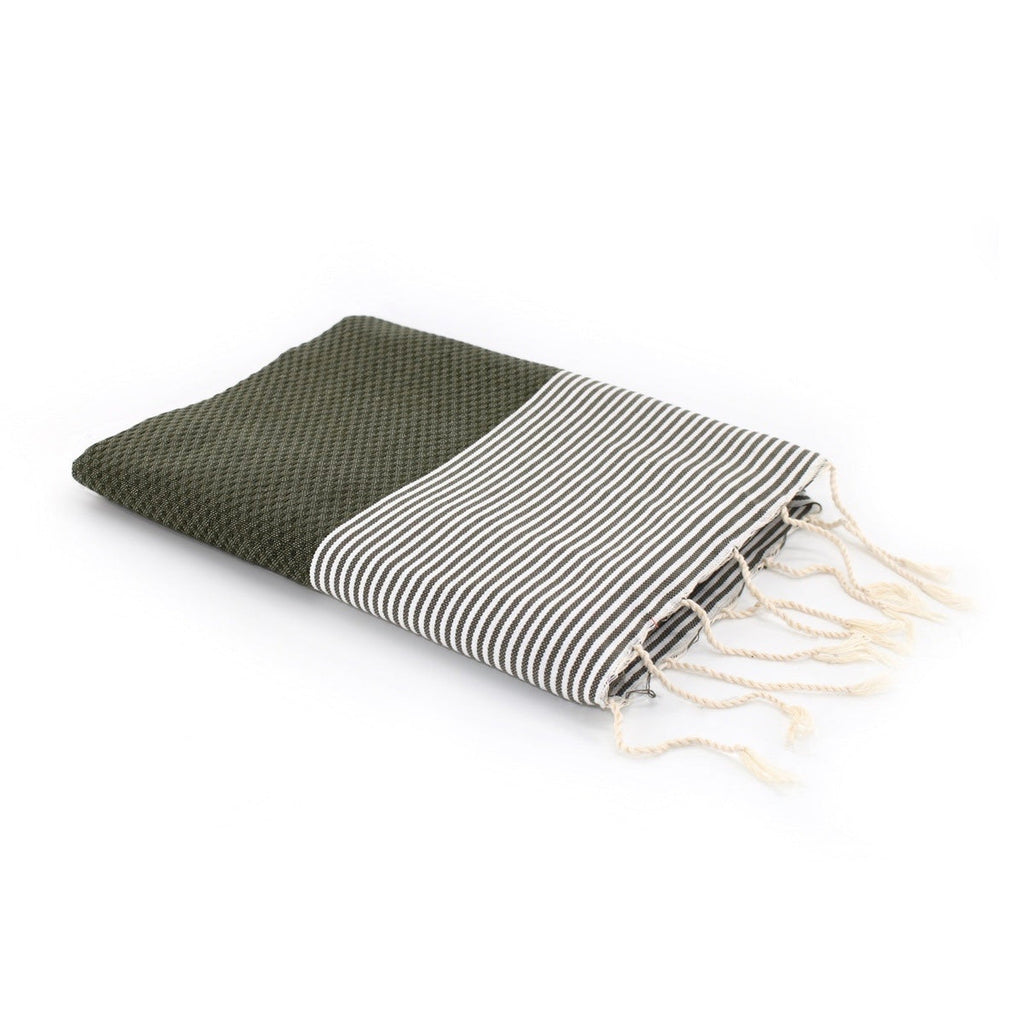 Honeycomb cotton fouta 100x200 IBIZA khaki green