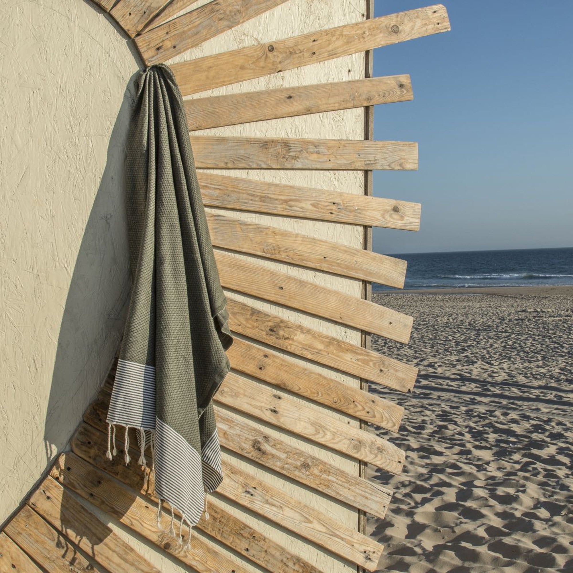 Honeycomb cotton fouta 100x200 IBIZA khaki green