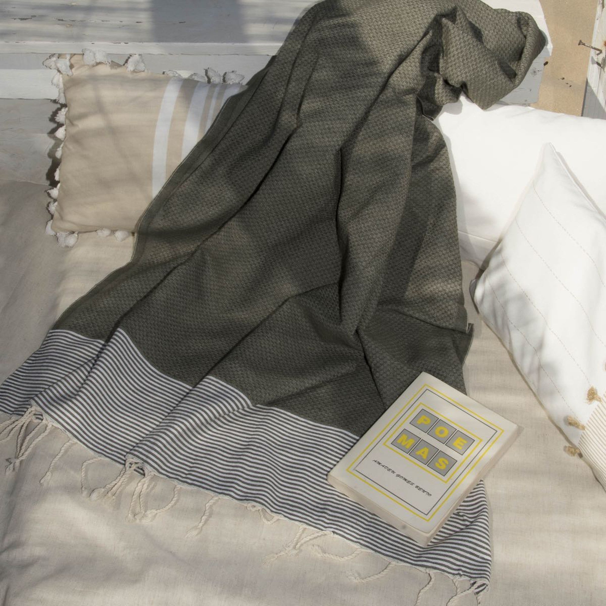 Honeycomb cotton fouta 100x200 IBIZA khaki green