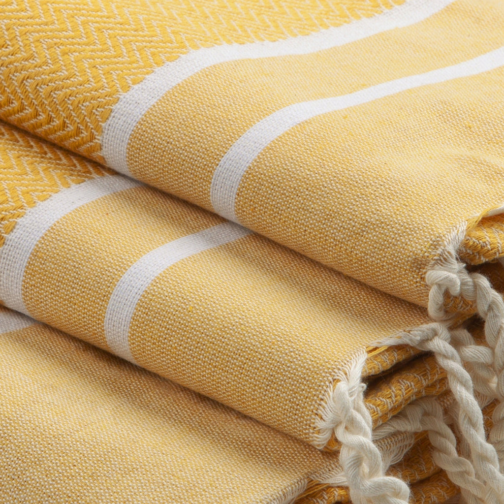 Stockholm Bath Set with 1 Fouta Towel + 2 Cotton Towels - Yellow