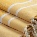 Stockholm Bath Set with 1 Fouta Towel + 2 Cotton Towels - Yellow