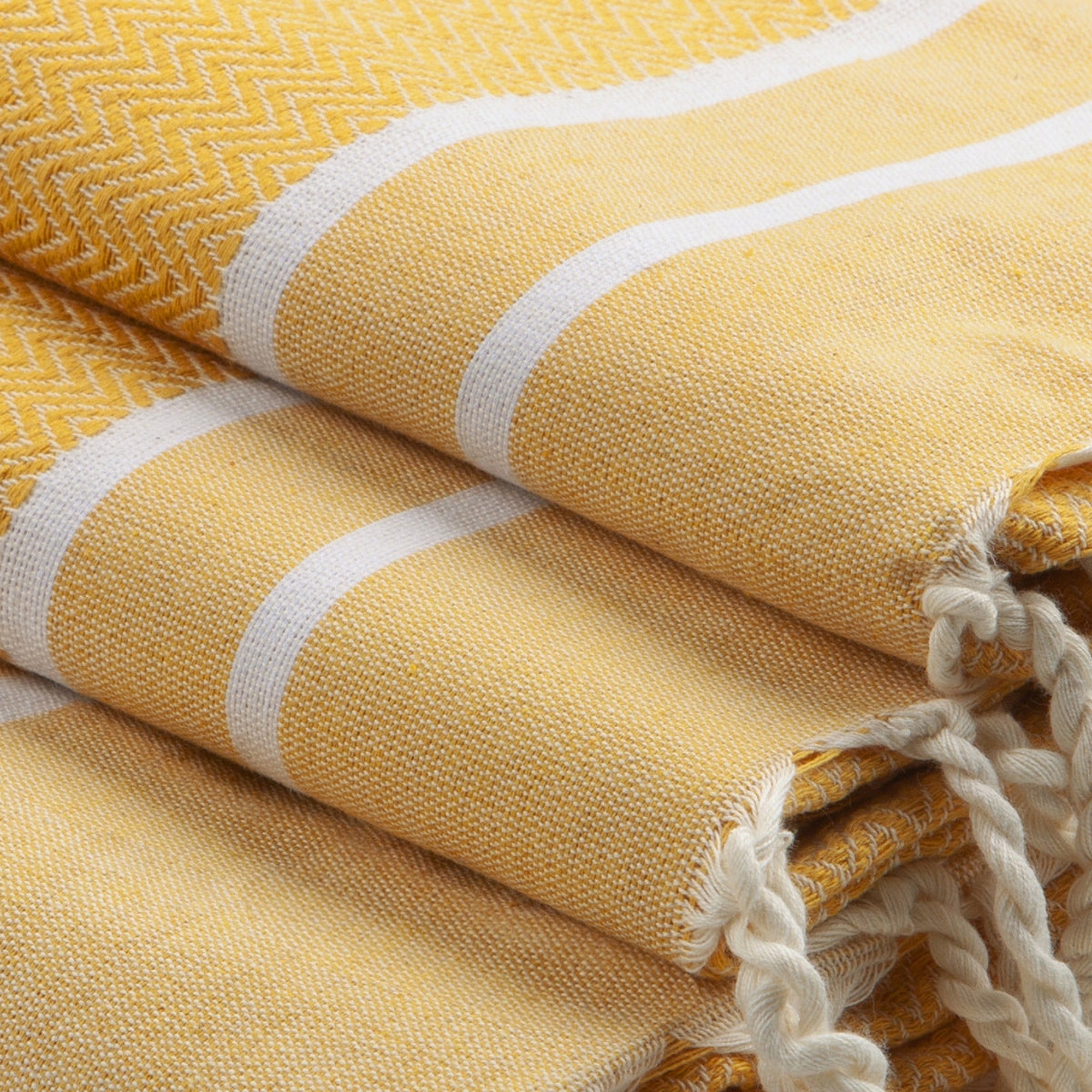 Stockholm Bath Set with 1 Fouta Towel + 2 Cotton Towels - Yellow