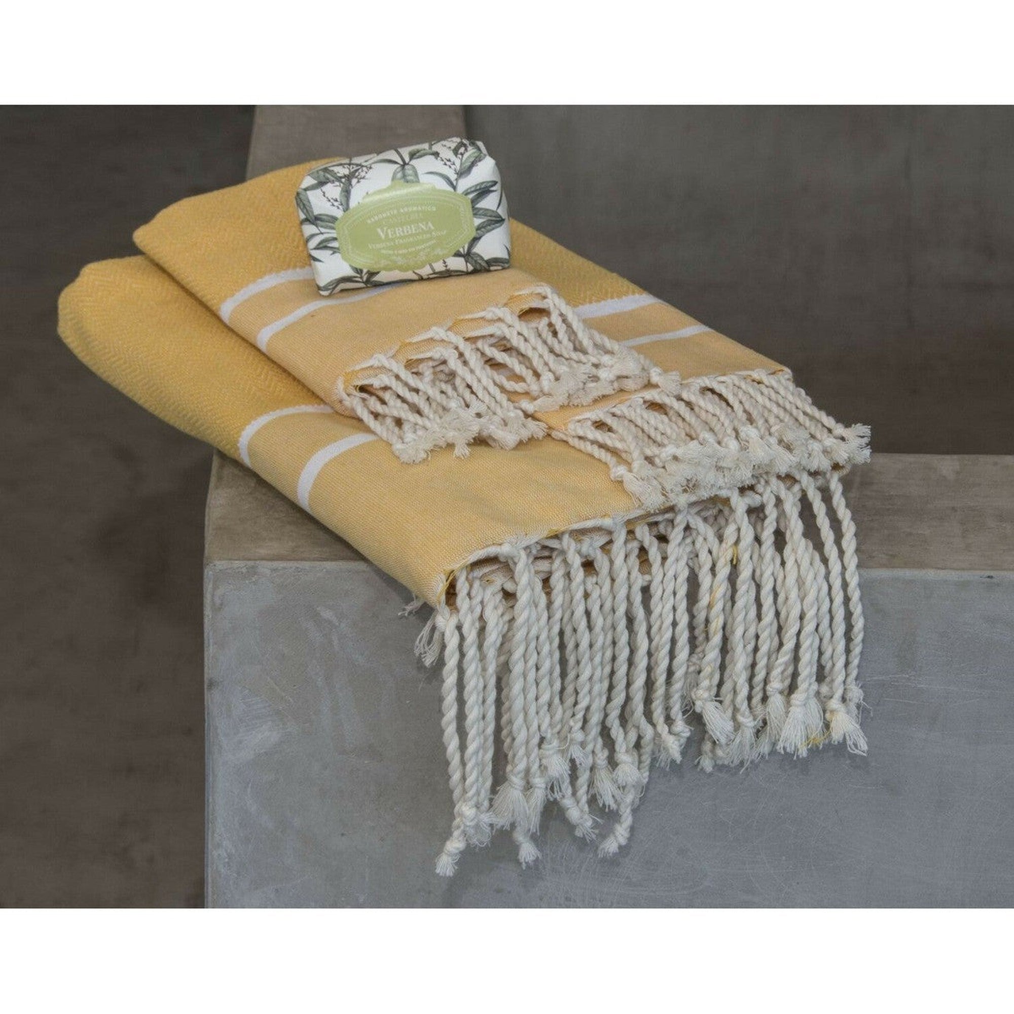 Stockholm Bath Set with 1 Fouta Towel + 2 Cotton Towels - Yellow