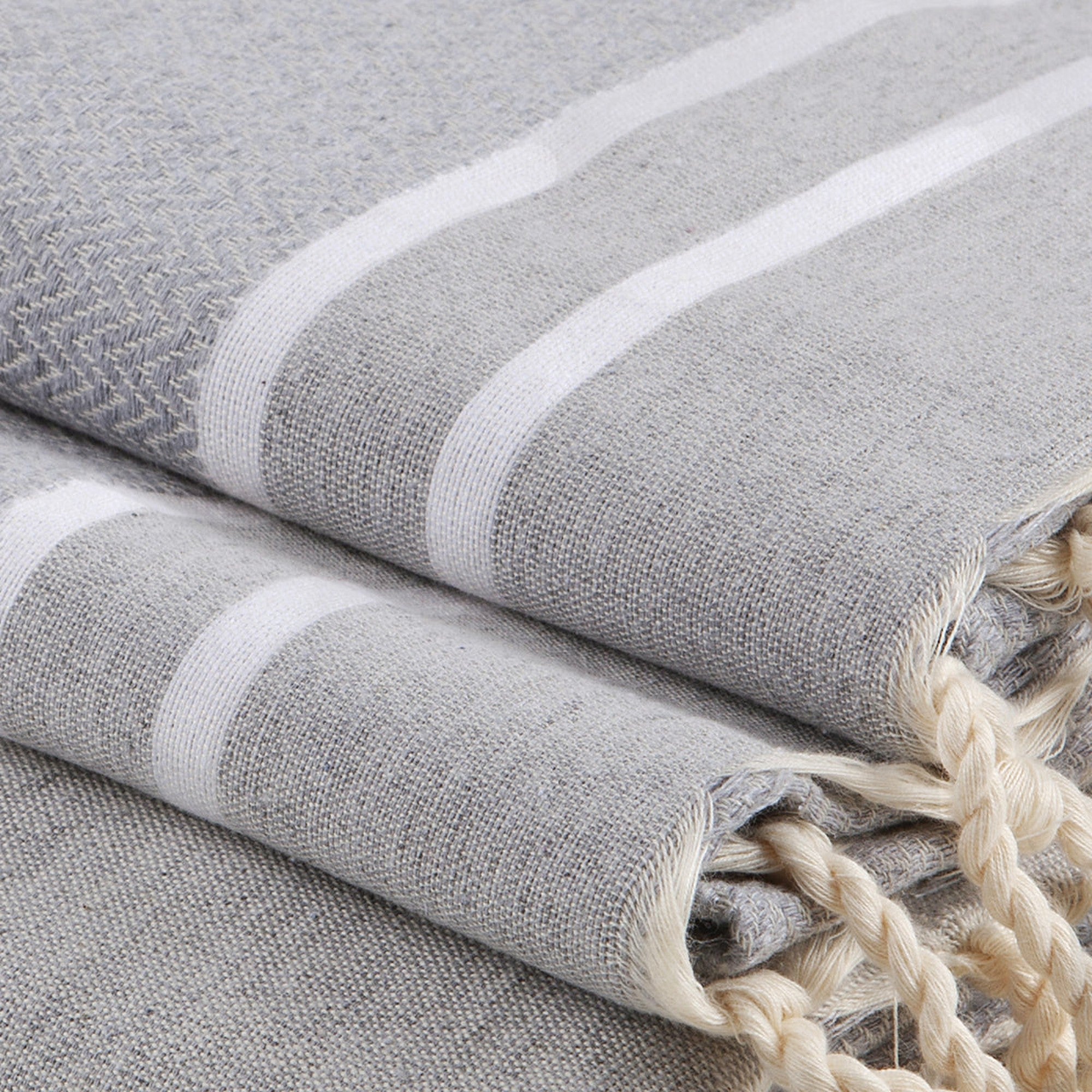 Stockholm Bath Set with 1 Fouta Towel + 2 Cotton Towels - Grey