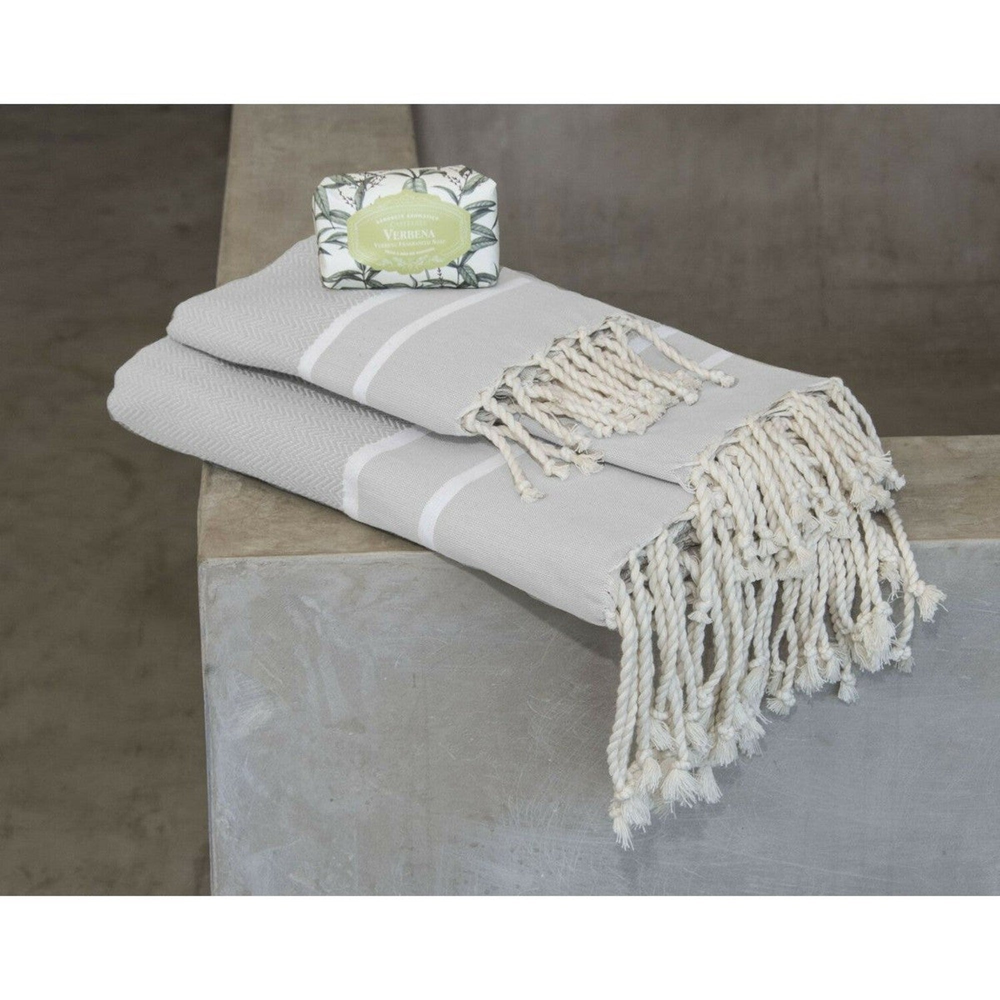 Stockholm Bath Set with 1 Fouta Towel + 2 Cotton Towels - Grey