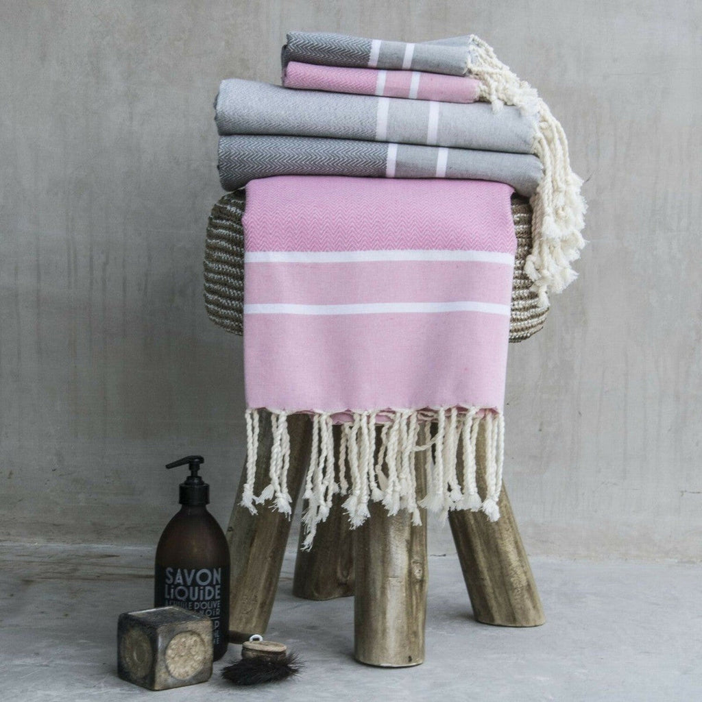 Stockholm Bath Set with 1 Fouta Towel + 2 Cotton Towels - Grey