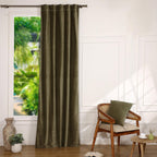 Velvet - Tab-Top Curtain - Cotton Velvet - Khaki Green