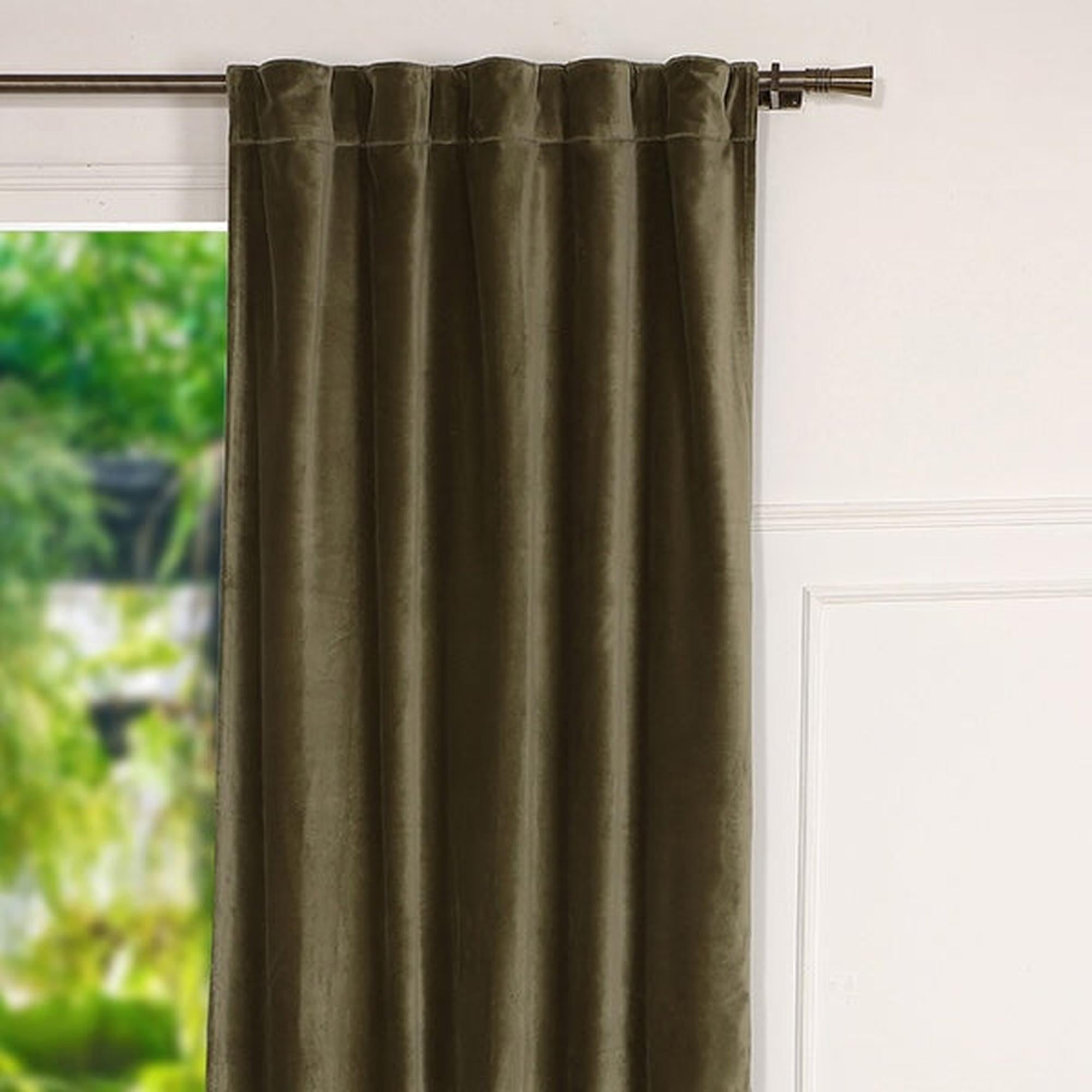 Velvet - Tab-Top Curtain - Cotton Velvet - Khaki Green