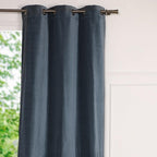 Velvet - Eyelet Curtain - Cotton Velvet - Storm Blue