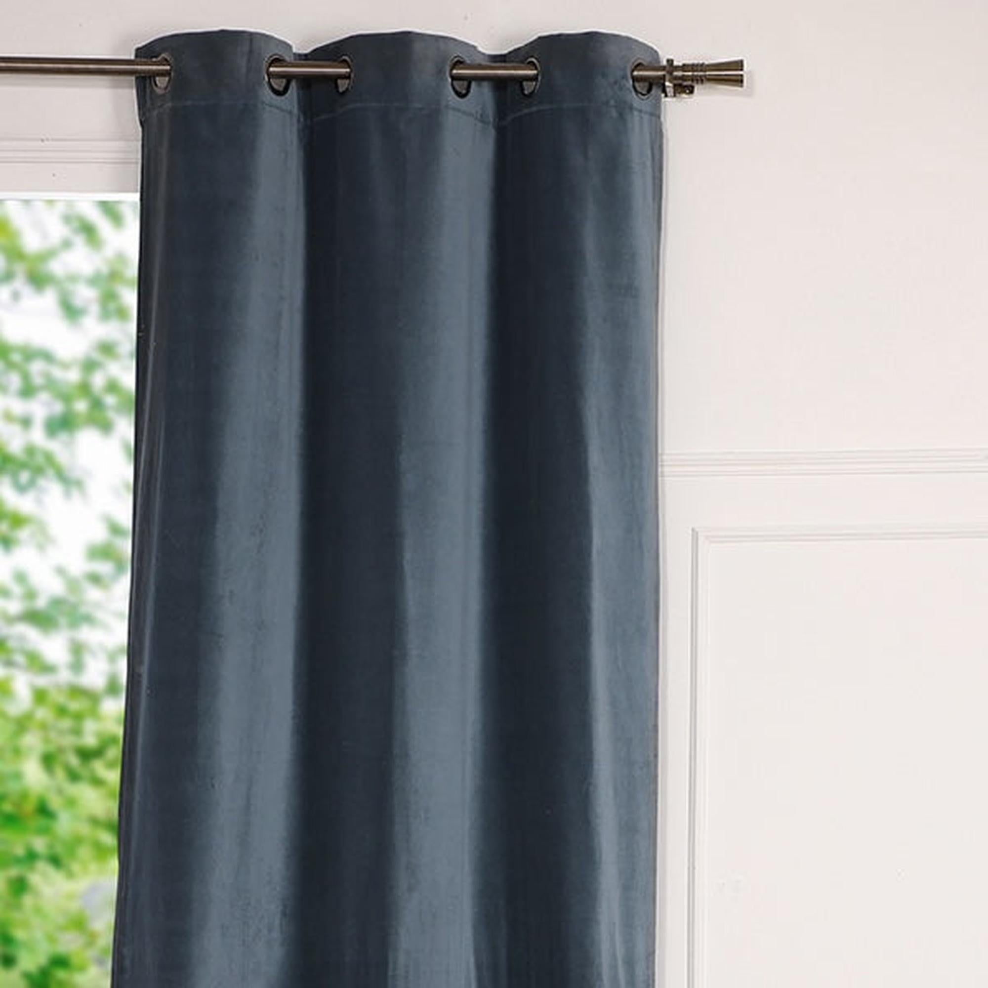 Velvet - Eyelet Curtain - Cotton Velvet - Storm Blue