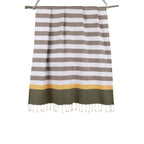 Tricolor cotton fouta 100x200 ARCACHON light taupe / saffron / khaki green