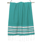 Honeycomb cotton fouta 100x200 HAMPTONS duck green / silver