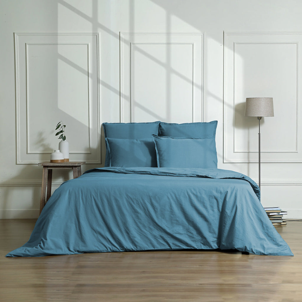 Gaia - Drap Housse - Coton Bio & Lyocell - Bleu Orage