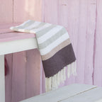 Tricolor cotton fouta 100x200 ARCACHON gray / pink / plum