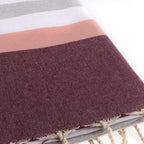 Tricolor cotton fouta 100x200 ARCACHON gray / pink / plum