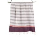 Tricolor cotton fouta 100x200 ARCACHON gray / pink / plum