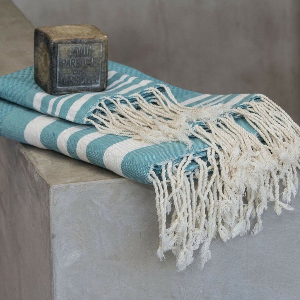 Bath towels (1+2) cotton 100x200+2(40x60) HAMPTONS duck green / white