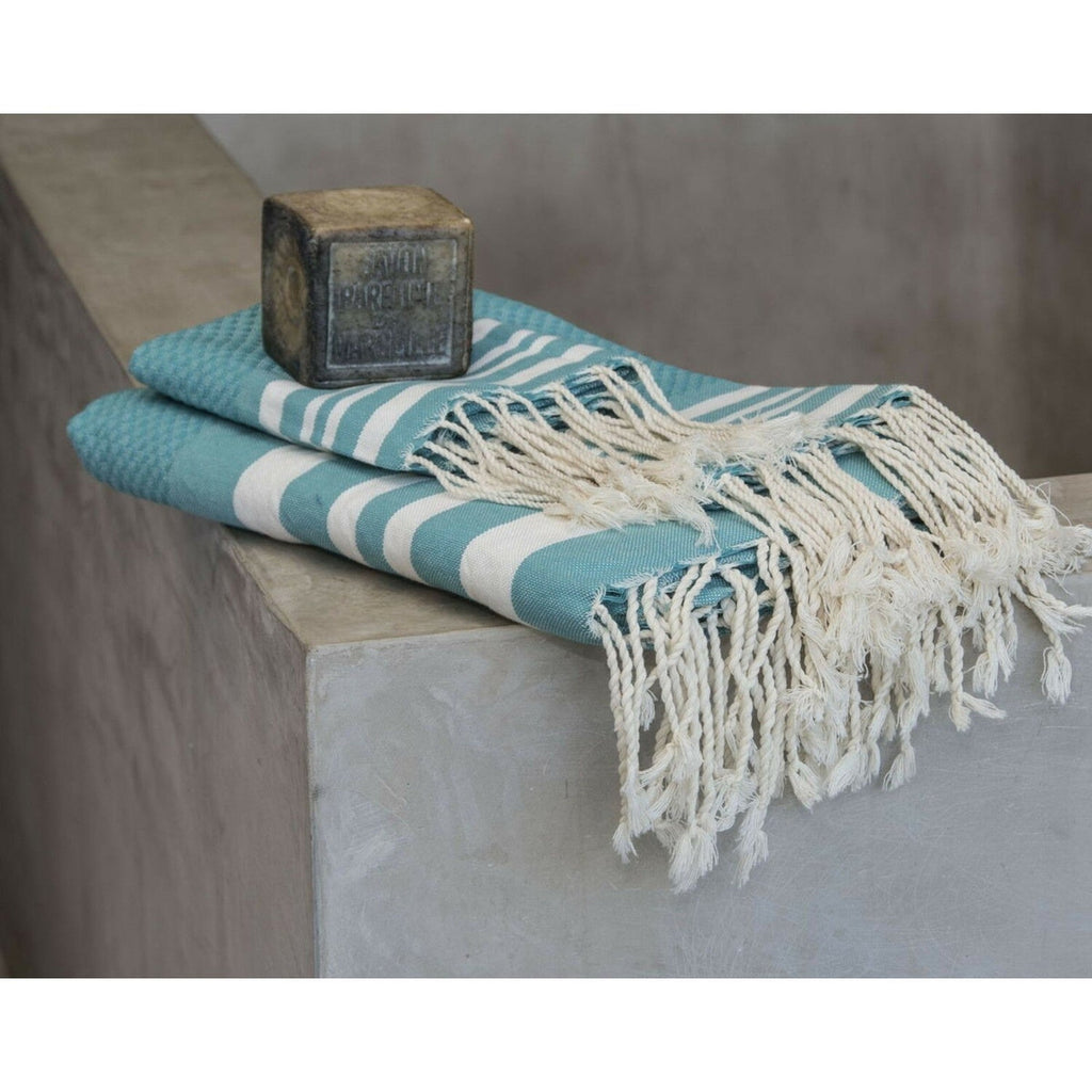 Bath towels (1+2) cotton 100x200+2(40x60) HAMPTONS duck green / white
