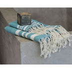 Bath towels (1+2) cotton 100x200+2(40x60) HAMPTONS duck green / white
