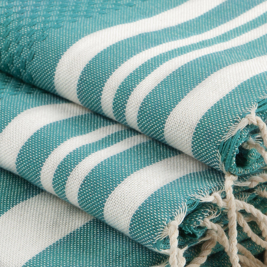 Bath towels (1+2) cotton 100x200+2(40x60) HAMPTONS duck green / white