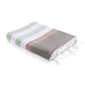 Tricolor cotton fouta 100x200 ARCACHON eau de nil / pale pink