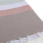 Tricolor cotton fouta 100x200 ARCACHON eau de nil / pale pink