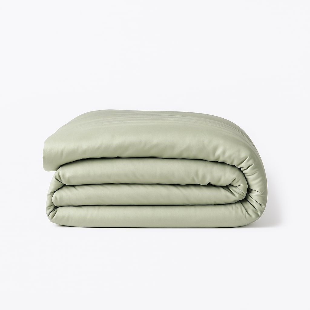 Gaia - Housse De Couette - Satin Lavé De Coton Bio - Vert Céladon