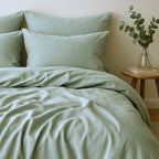 Gaia - Housse De Couette - Satin Lavé De Coton Bio - Vert Céladon