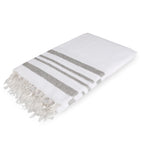 Cotton tablecloth 150x250 HAMPTONS white / silver