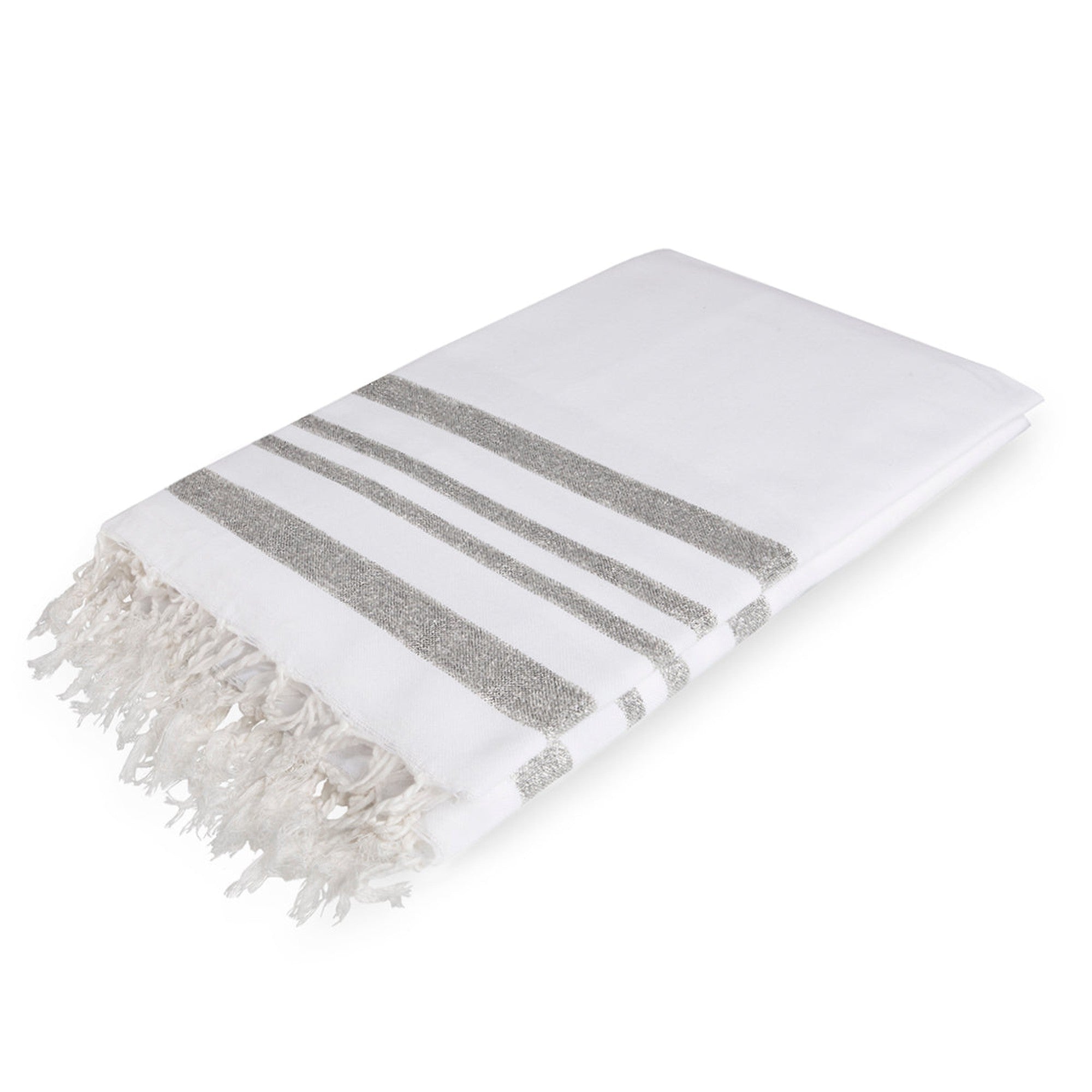 Cotton tablecloth 150x250 HAMPTONS white / silver