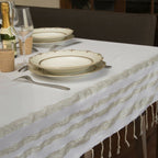 Cotton tablecloth 150x250 HAMPTONS white / silver