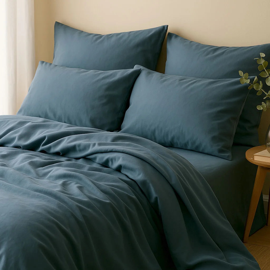 Gaia - Housse De Couette - Coton Bio & Lyocell - Bleu Orage