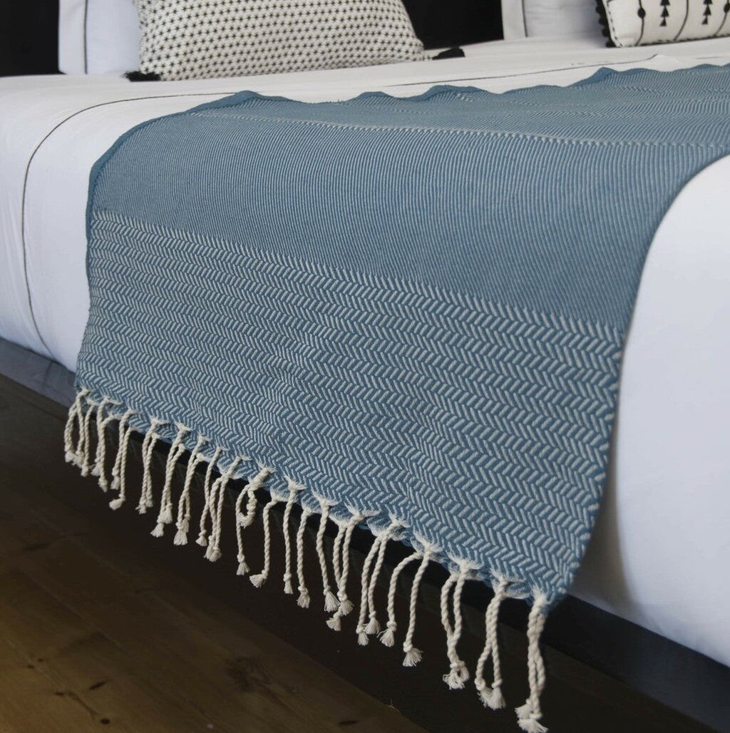 Oslo - Plaid - Coton - Bleu Pétrole