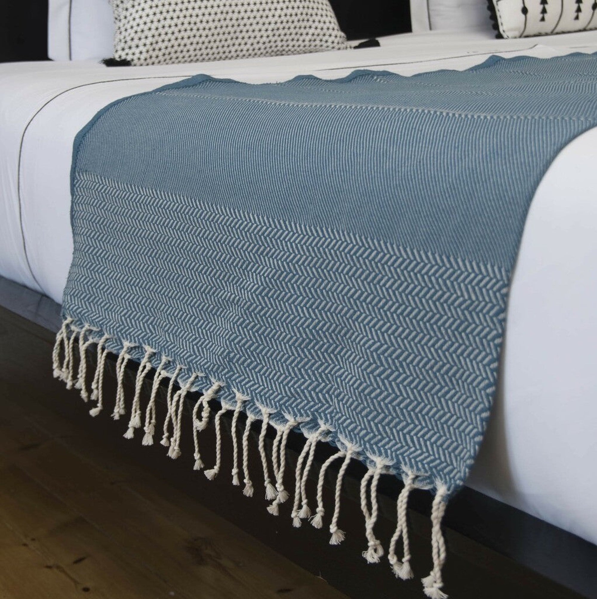 Oslo - Plaid - Coton - Bleu Pétrole