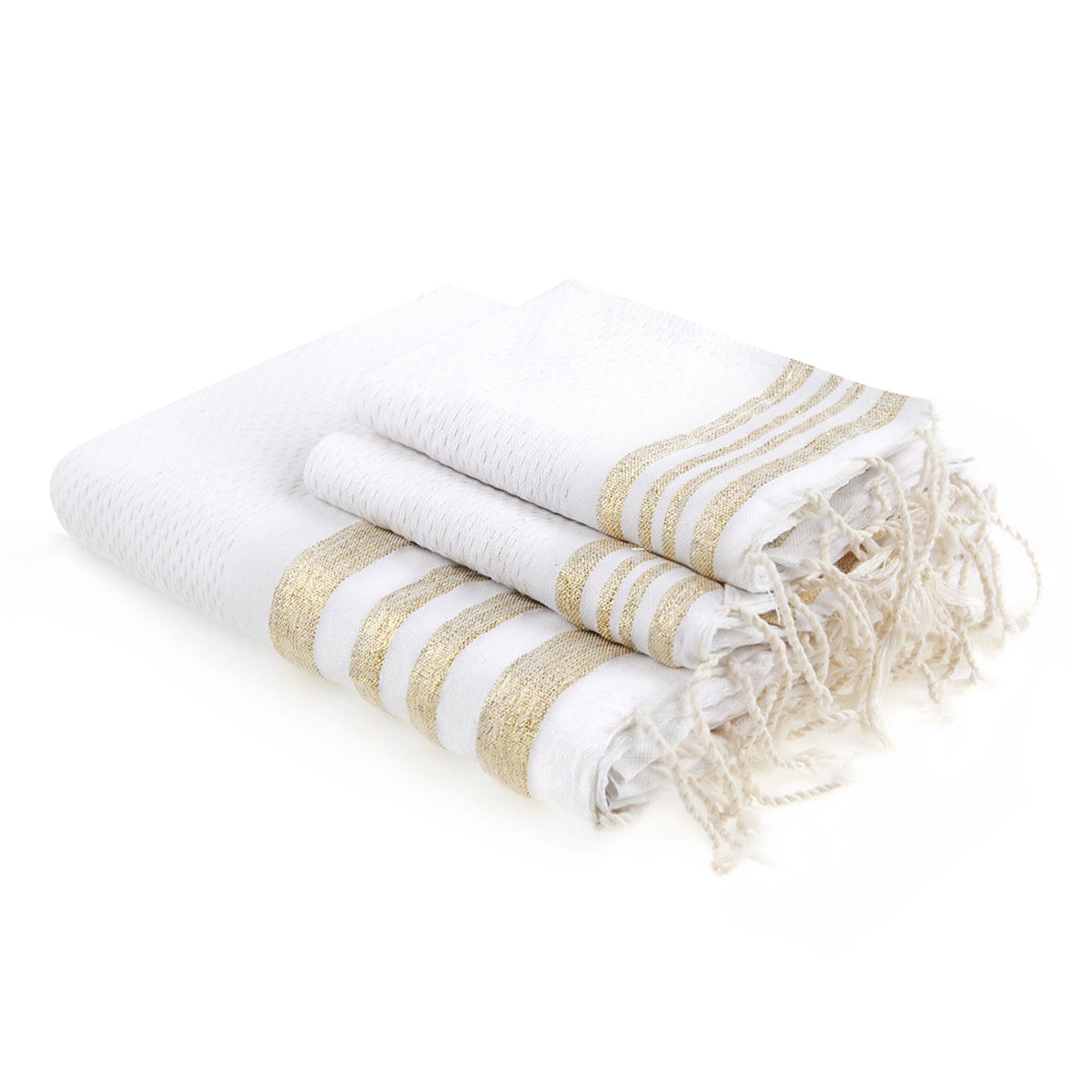 Bath towels (1+2) cotton 100x200+2(40x60) HAMPTONS white / gold