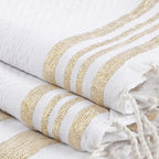 Bath towels (1+2) cotton 100x200+2(40x60) HAMPTONS white / gold