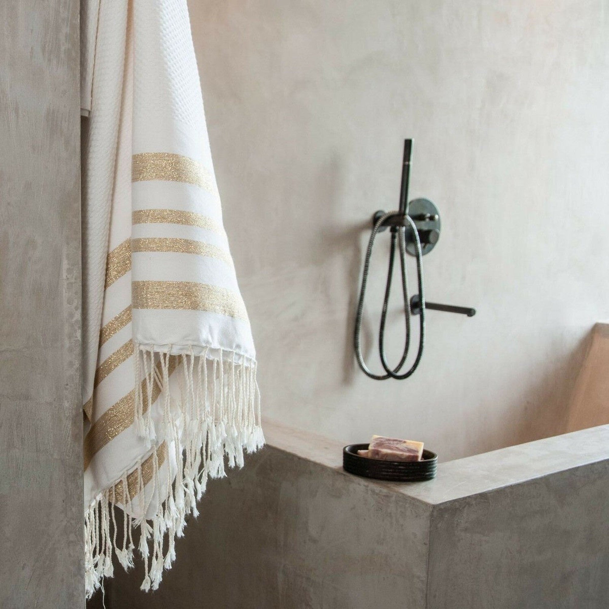 Bath towels (1+2) cotton 100x200+2(40x60) HAMPTONS white / gold