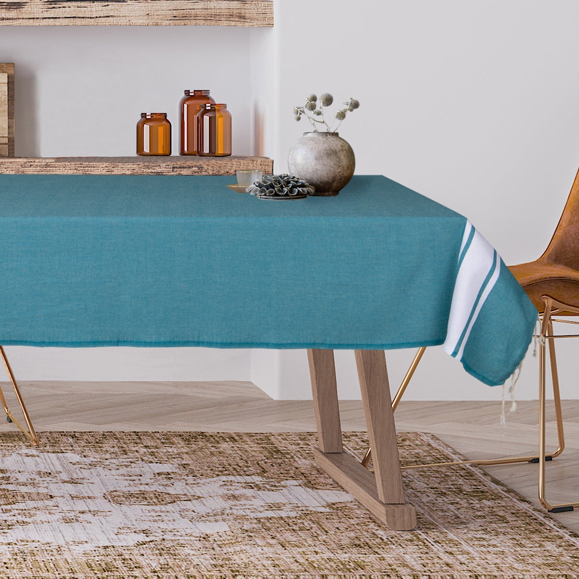 Mantel de algodón 150x250 ST TROPEZ verde pato