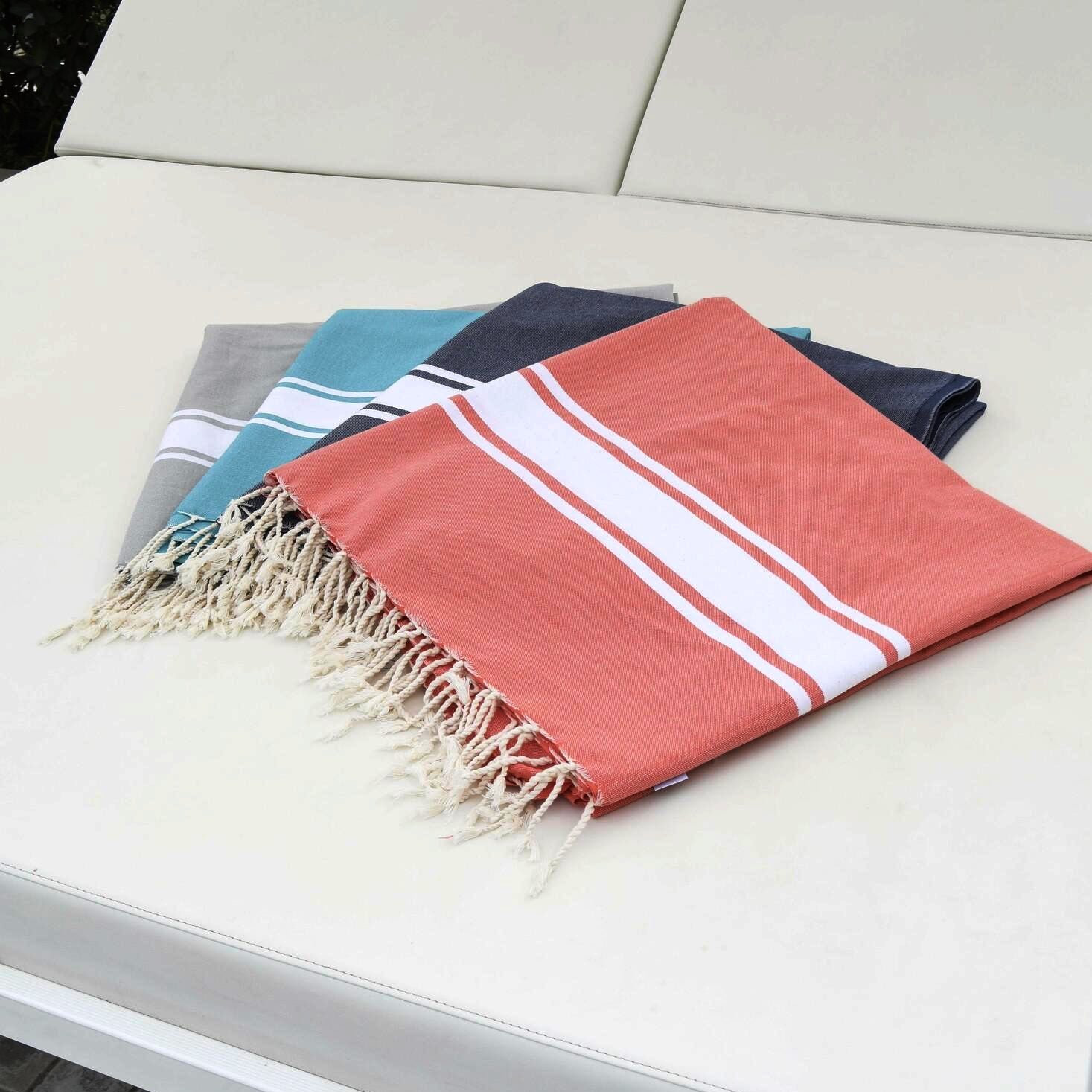 Fouta Xxl St Tropez - Naranja Coral - Algodón